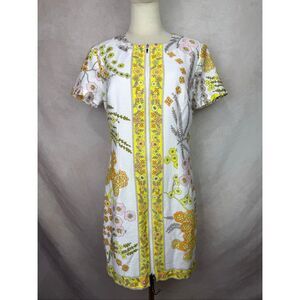 Trina Turk Arboretum Floral Zip Dress Size 6 Cotton Shell Designer Retails $328